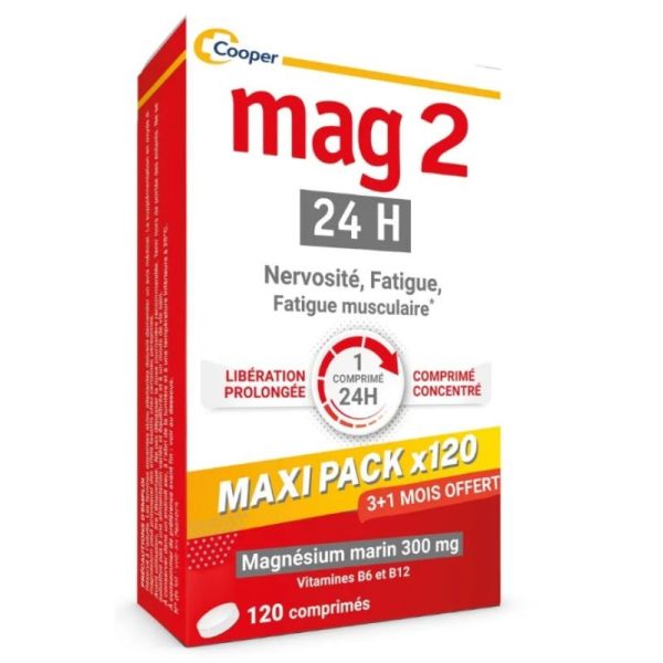 MAG 2 24H - Magnésium Marin, Vitamines B6 et B12 120 tablets